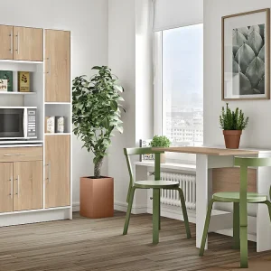 Buffetkast MADY - 5 deuren & 1 lade - Wit en eiken voor Kleine Ruimtes