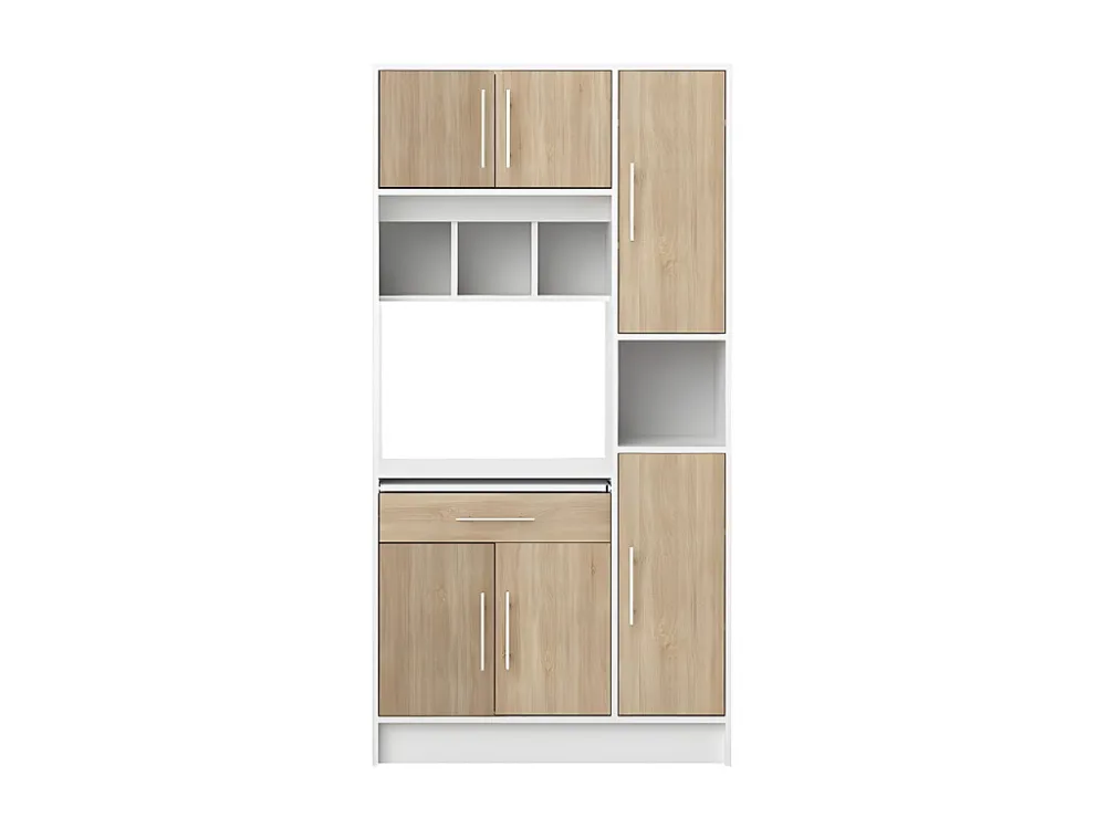 Buffetkast MADY - 5 deuren & 1 lade - Wit en eiken voor Kleine Ruimtes