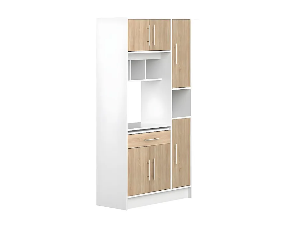 Buffetkast MADY - 5 deuren & 1 lade - Wit en eiken voor Kleine Ruimtes