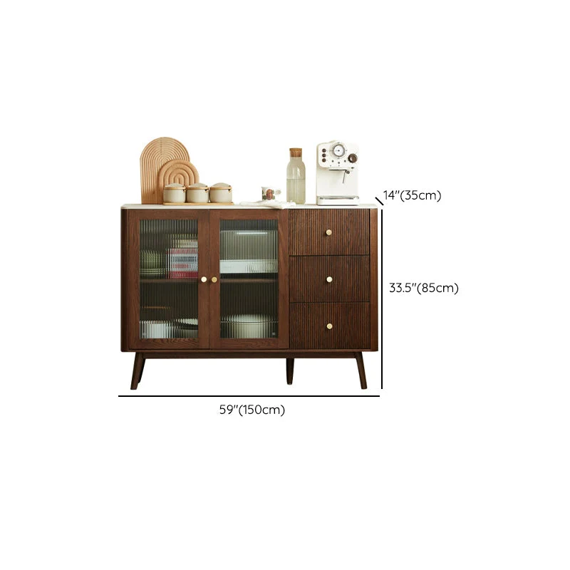 Cherry Wood Sideboard Modern Stone Top Glazen Door Espresso Gemakkelijk Schoon te Maken 47l
