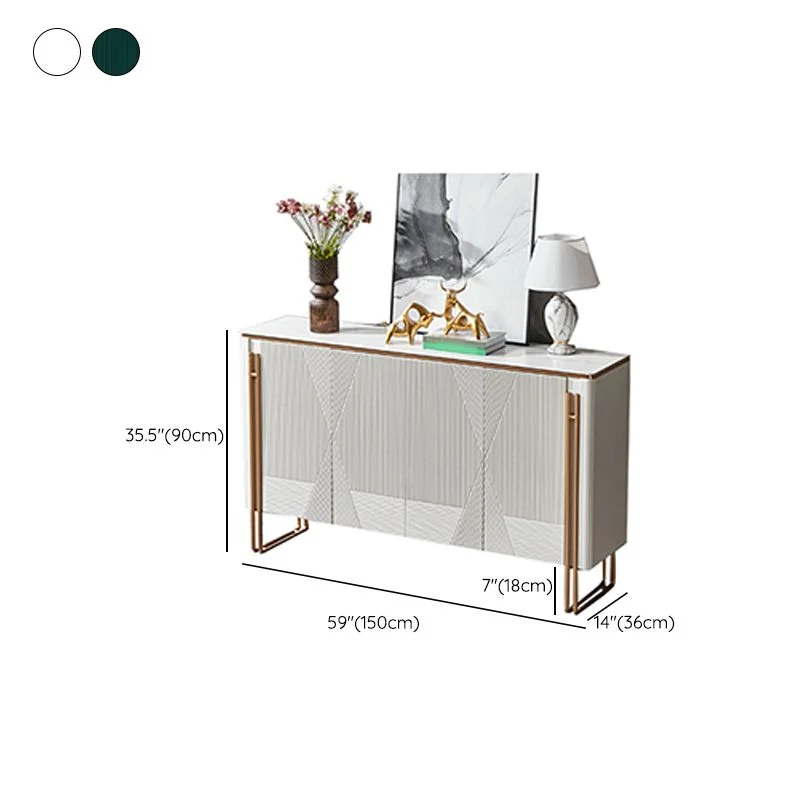 Contemporain Stone Top Sideboard Engineered Wood Side Board Living Room 47l