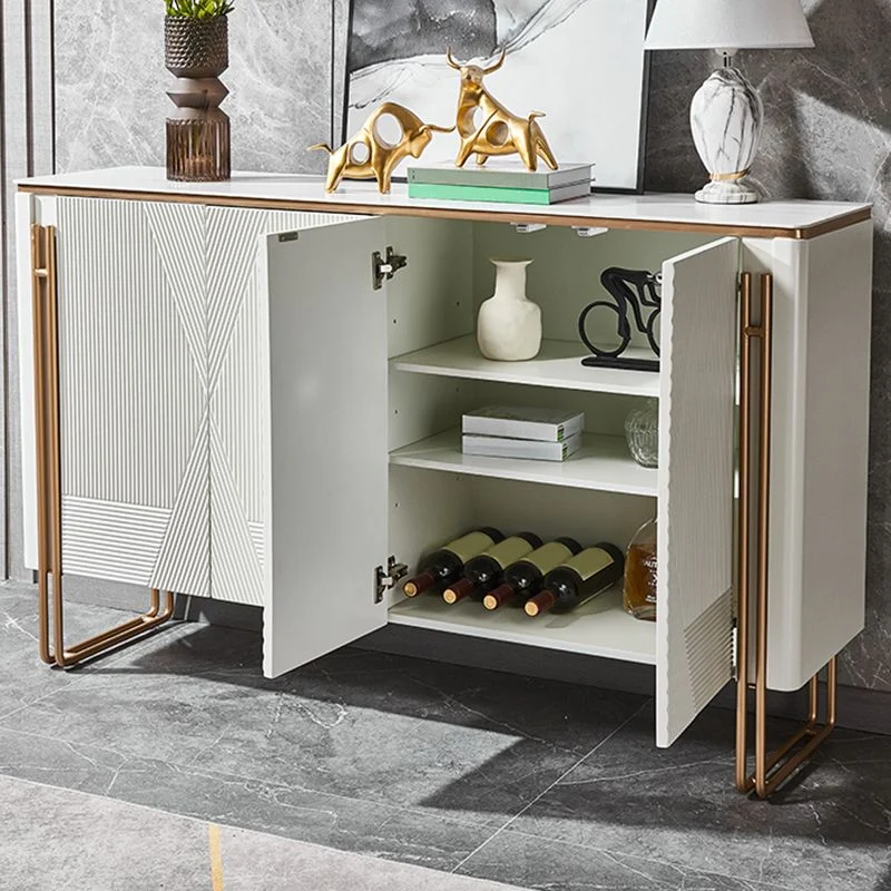 Contemporain Stone Top Sideboard Engineered Wood Side Board Living Room 47l