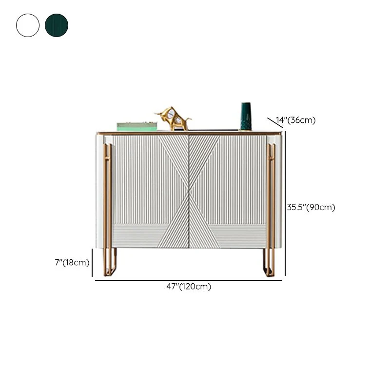 Contemporain Stone Top Sideboard Engineered Wood Side Board Living Room 47l