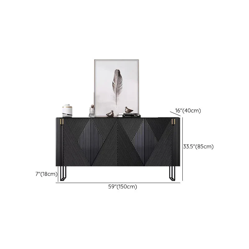 Contemporain Stone Top Sideboard Engineered Wood Side Board Living Room 47l