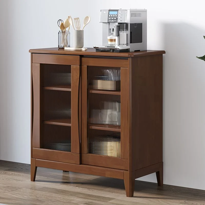 Contemporain Style Buffet Table Solid Wood 31.7-inch Side Board Cabinets Walnut