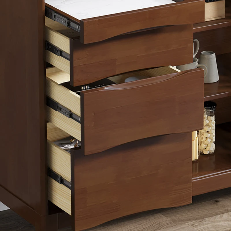 Contemporain Style Buffet Table Solid Wood 31.7-inch Side Board Cabinets Walnut
