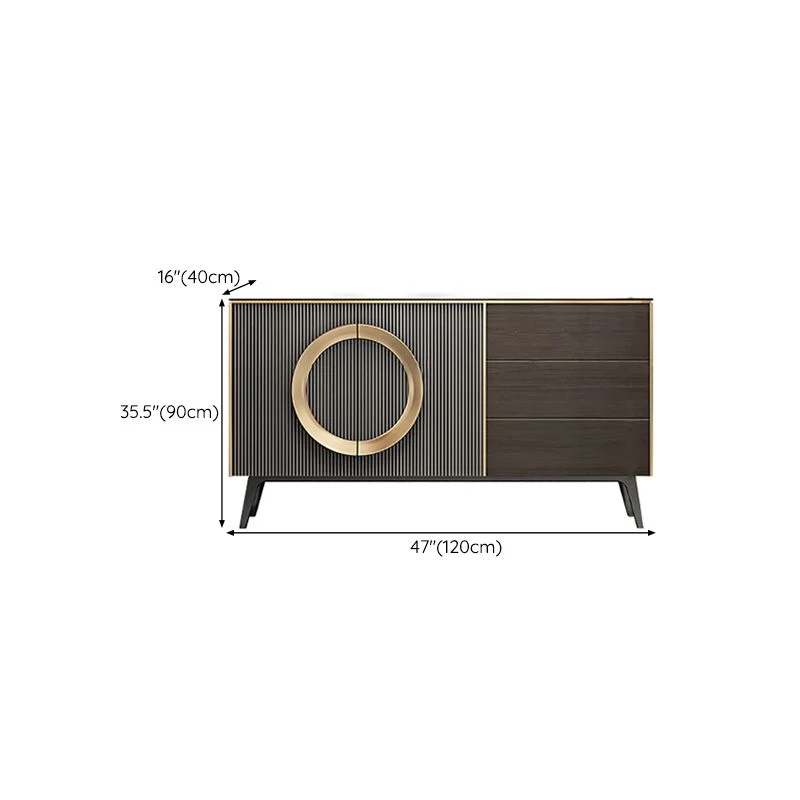 Contemporain Style Buffet Table Stone Side Board Cabinets and Drawers 47l
