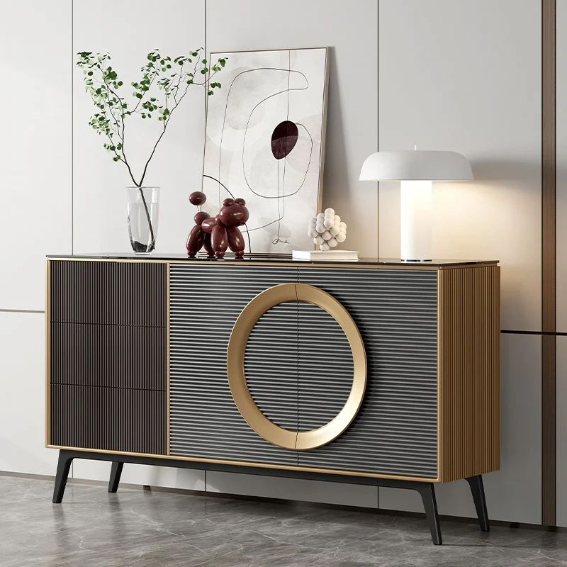 Contemporain Style Buffet Table Stone Side Board Cabinets and Drawers 47l