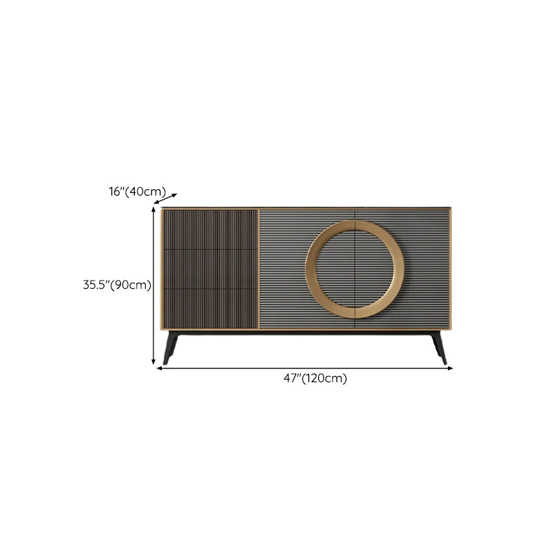 Contemporain Style Buffet Table Stone Side Board Cabinets and Drawers 47l