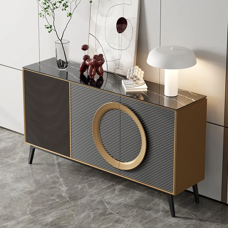 Contemporain Style Buffet Table Stone Side Board Cabinets and Drawers 47l