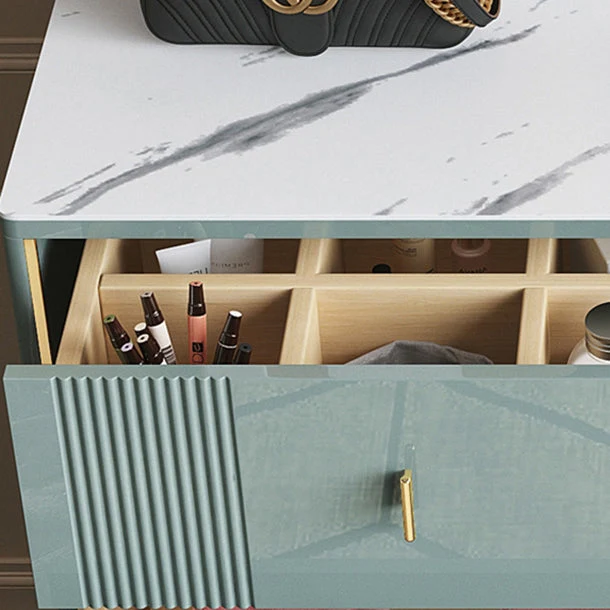 Contemporain Style Stone Buffet Sideboard 15.7"D Dining Room Buffet Server Drawer Green