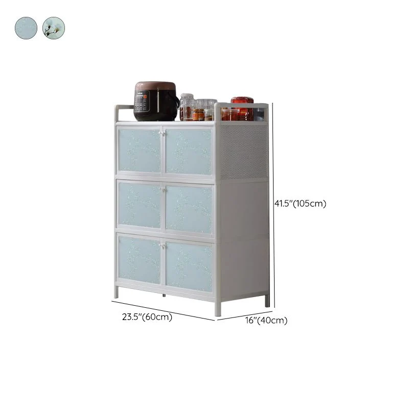 Contemporary Blauw Metal Sideboard Glass Buffet Table Living Room 20l