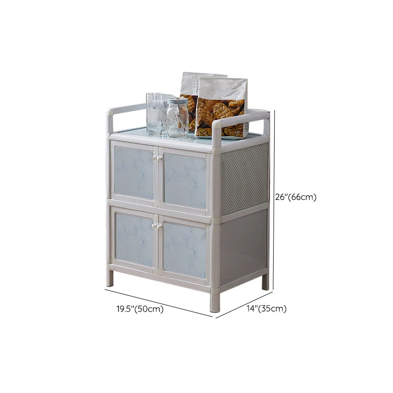 Contemporary Blauw Metal Sideboard Glass Buffet Table Living Room 20l