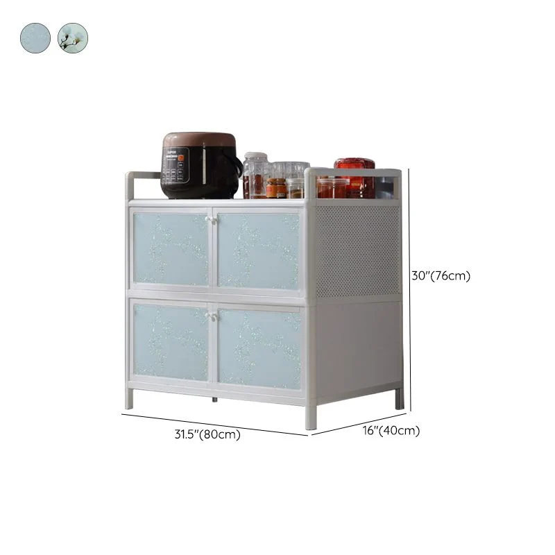Contemporary Blauw Metal Sideboard Glass Buffet Table Living Room 20l