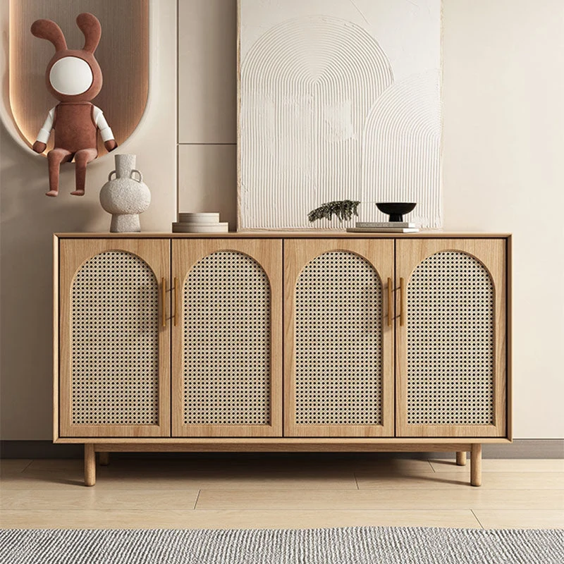 Contemporary Brown Wicker Doors Sideboard Eenkleurig Wood Buffet Table Doors voor 6 Personen Https