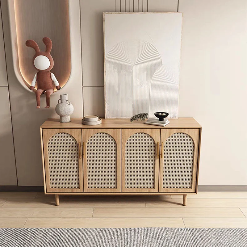 Contemporary Brown Wicker Doors Sideboard Eenkleurig Wood Buffet Table Doors voor 6 Personen Https