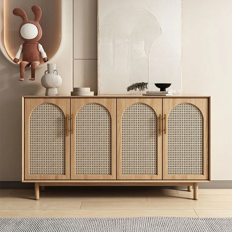 Contemporary Brown Wicker Doors Sideboard Massief Wood Buffet Table Doors voor 6 Personen Https