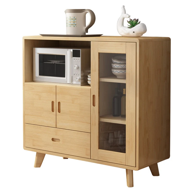 Contemporary Buffet Sideboard Effen Wood 38.4"H Side Board Cabinets and Drawers Stofbestendig Walnut