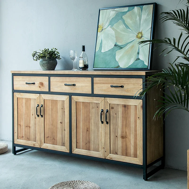 Contemporary Dining Buffet Massief Wood Sideboard Cabinets and Drawers 31l