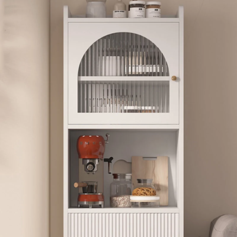 Contemporary Massief hout Sideboard Cabinet White Glass Doors White