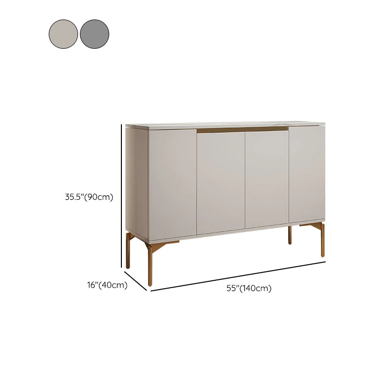 Contemporary Massief Wood Sideboard Cabinet Drawers White 47l