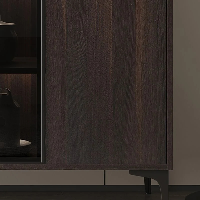Contemporary Massief Wooden Buffet Sideboard Dining Room Credenza LED Lights 47l