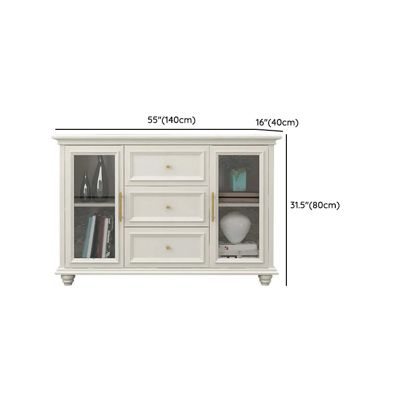 Contemporary Melkwit Buffet Sideboard Solid Wood Sideboard Cabinet Drawers and Doors 31l