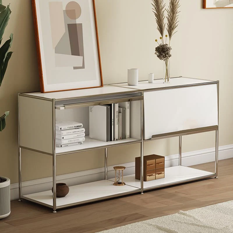Contemporary Metalen Sideboard Drawers White Dining Buffet Living Room 27