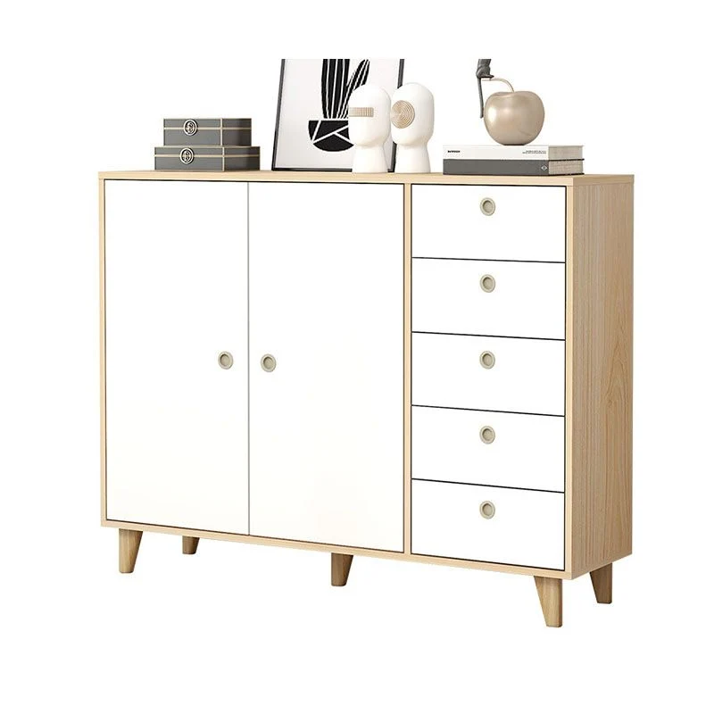Contemporary Side Board Engineered Wood Sideboard Eiken Wood Leg Dining Room 24l