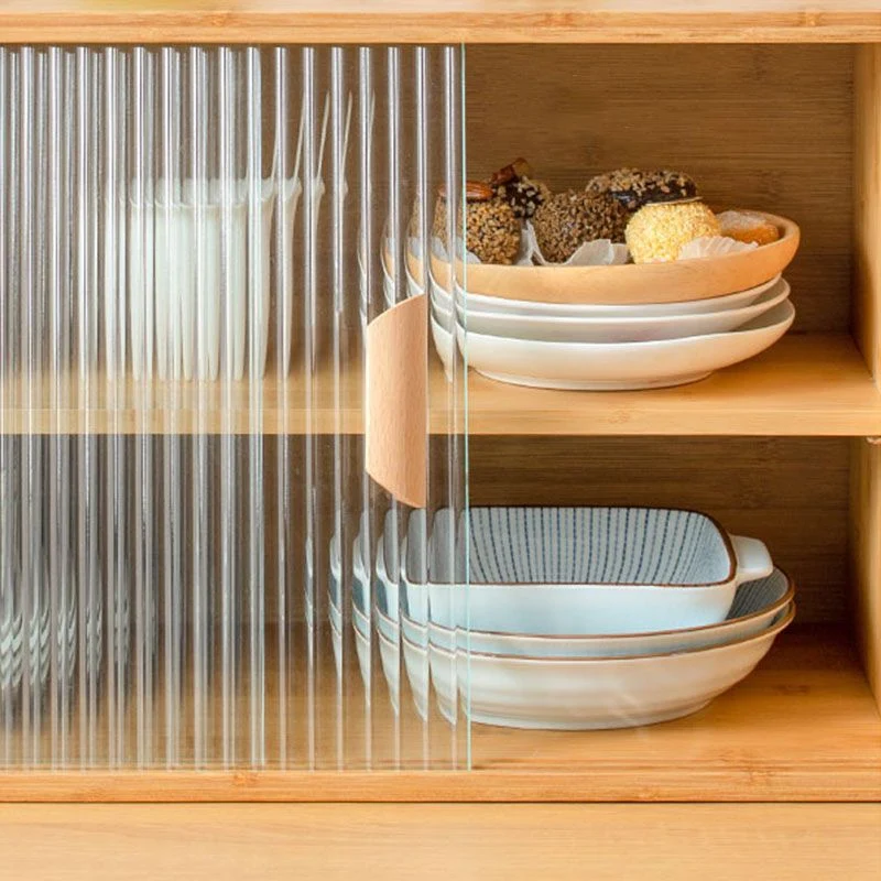 Contemporary Side Board Engineered Wood Sideboard Sliding Door Dining Room met Stoelen Set Natural