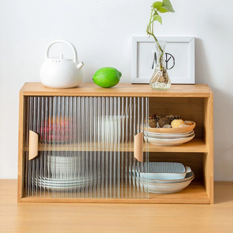 Contemporary Side Board Engineered Wood Sideboard Sliding Door Dining Room met Stoelen Set Natural