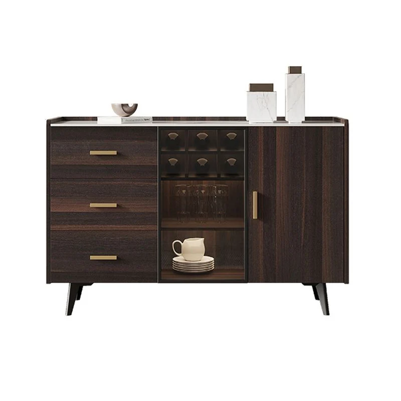 Contemporary Side Board Stone Sideboard Cabinet Lights Dining Room met Blad Keramiek 47l
