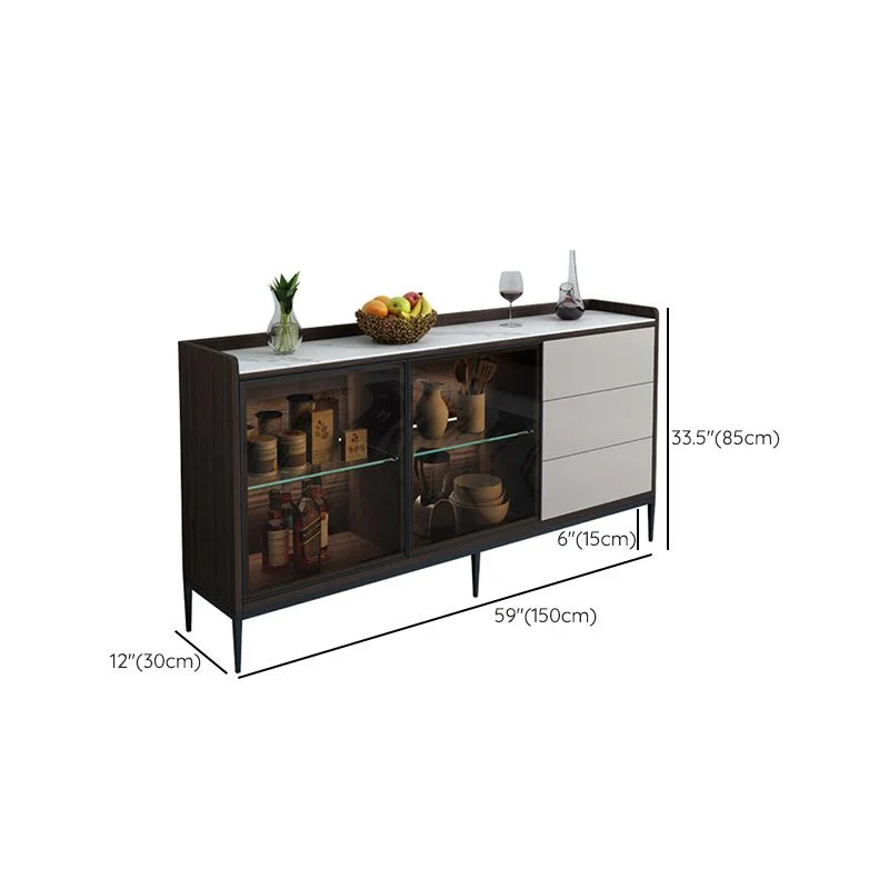Contemporary Side Board Stone Sideboard Table Doors Dining Room 180 x 90 cm 47l