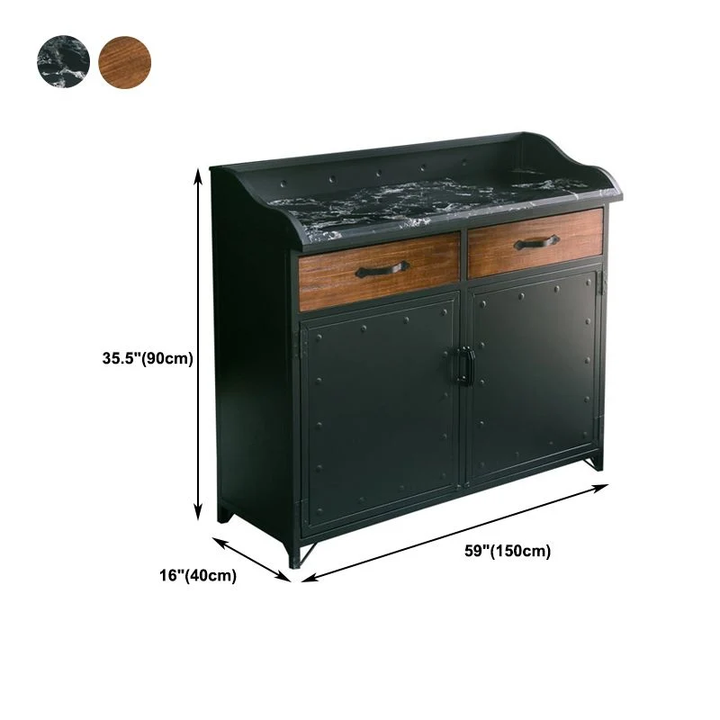 Contemporary Sideboard Black Metalen Drawers Cabinets Home 31l