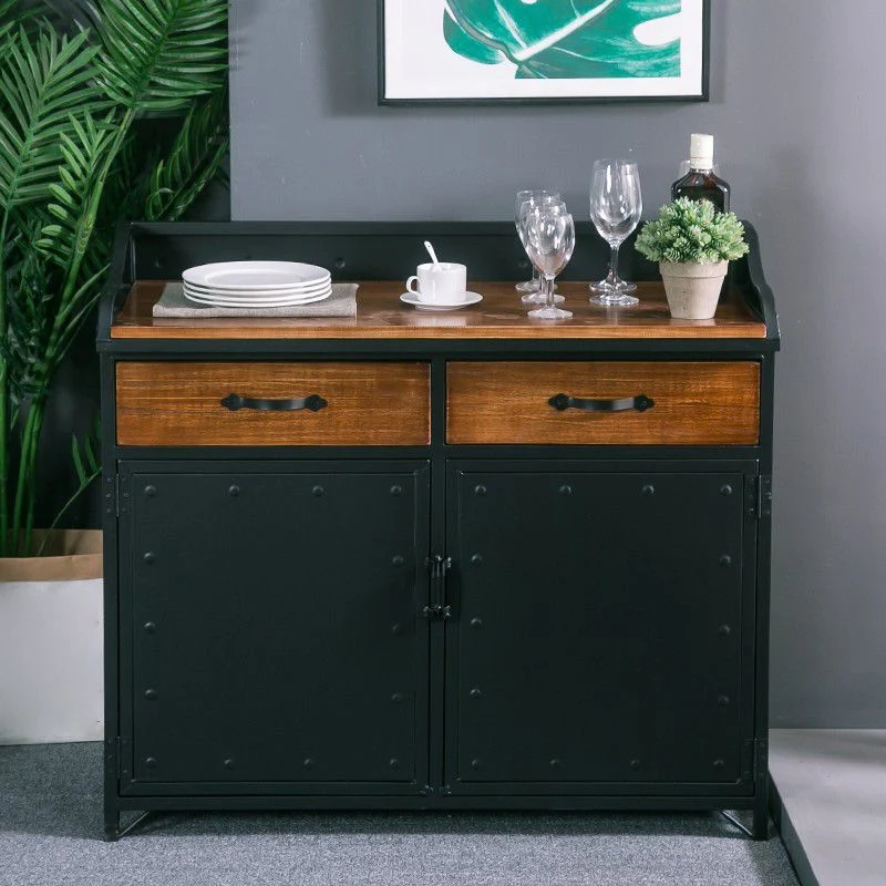 Contemporary Sideboard Black Metalen Drawers Cabinets Home 31l