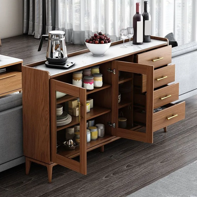 Contemporary Sideboard Bruin Wood Frame Sideboard Door and Drawer Dining Room 180 x 90 cm 63l
