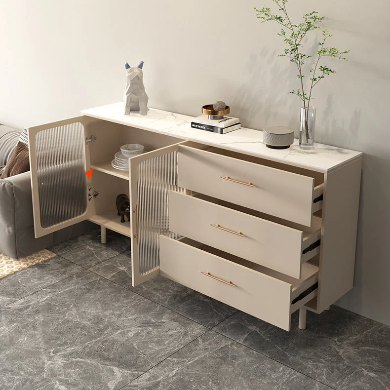 Contemporary Sideboard Buffet Drawers Wood Buffet Server met Blad Keramiek 39l