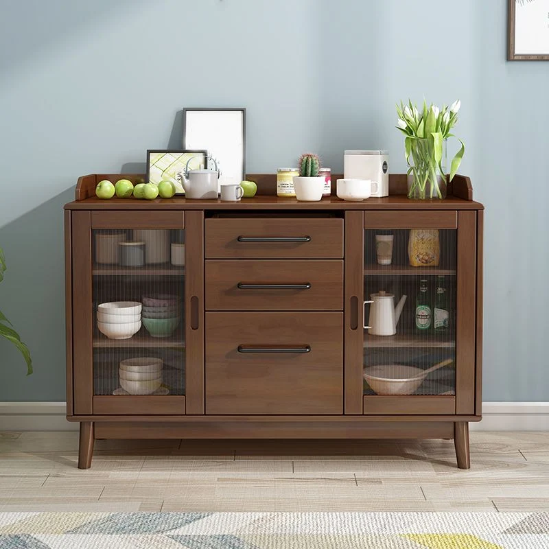Contemporary Sideboard Buffet Rubberwood Massief Wood Dining Server 31l