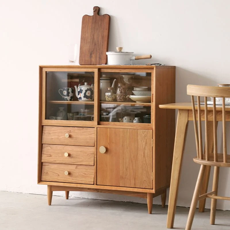 Contemporary Sideboard Cabinet Massief Wood Sideboard Table Drawers Dining Room Grijze Waslaag Cherry