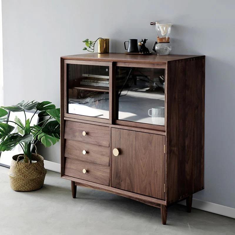 Contemporary Sideboard Cabinet Massief Wood Sideboard Table Drawers Dining Room Grijze Waslaag Cherry