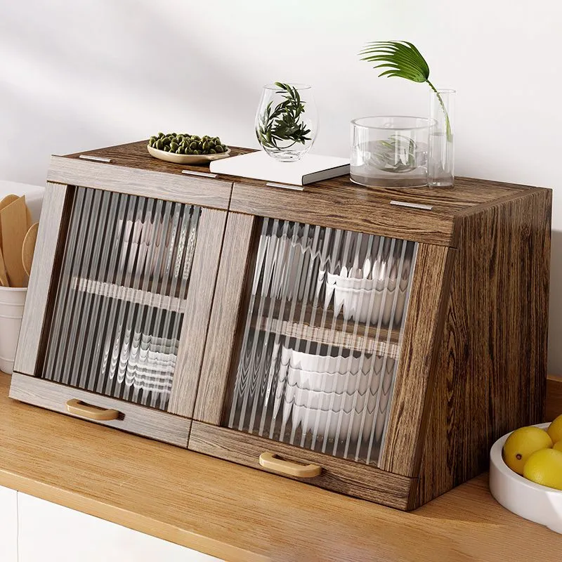 Contemporary Sideboard Uni Wood 13.4"H Side Board Cabinets Grijze Waslaag Wood