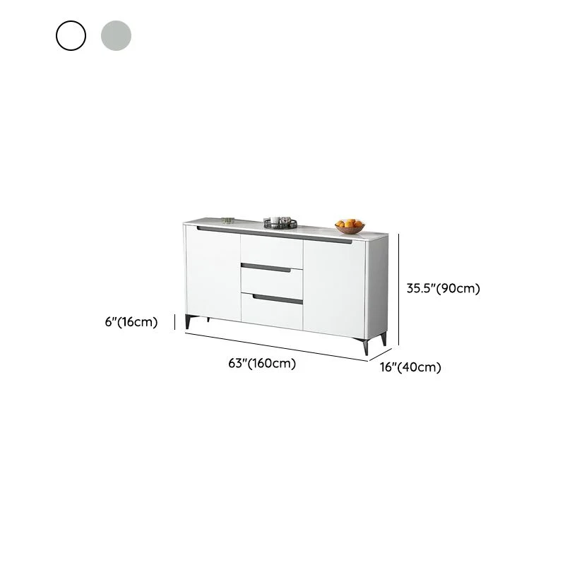 Contemporary Style Buffet Table Stone Side Board Cabinets and Drawers voor Kleine Ruimtes 39l