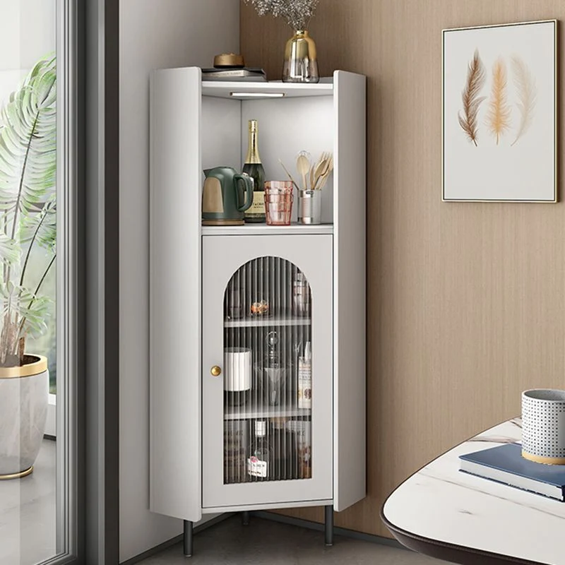 Contemporary Style Sideboard Table 55"H Wood Buffet Stand Cabinet voor 6 Personen White