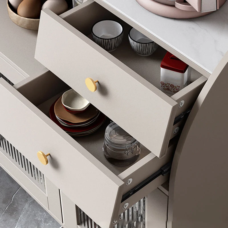 Contemporary Style Sideboard Wood Buffet Stand Cabinets and Drawers met Blad Keramiek 31l