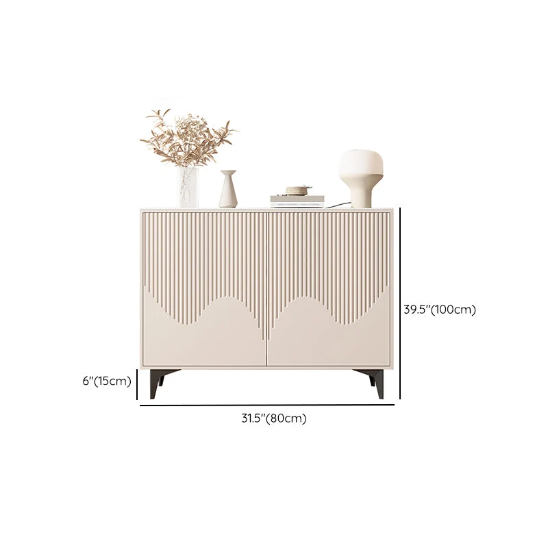 Contemporary Wood and Stone Sideboard Cabinet Doors Kitchen voor 6 Personen 31l