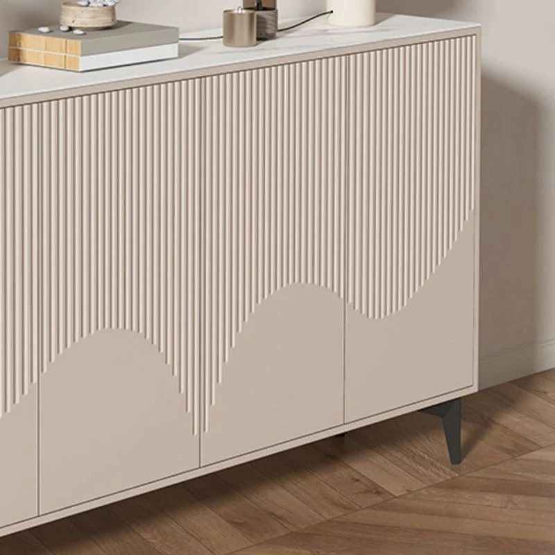 Contemporary Wood and Stone Sideboard Cabinet Doors Kitchen voor 6 Personen 31l