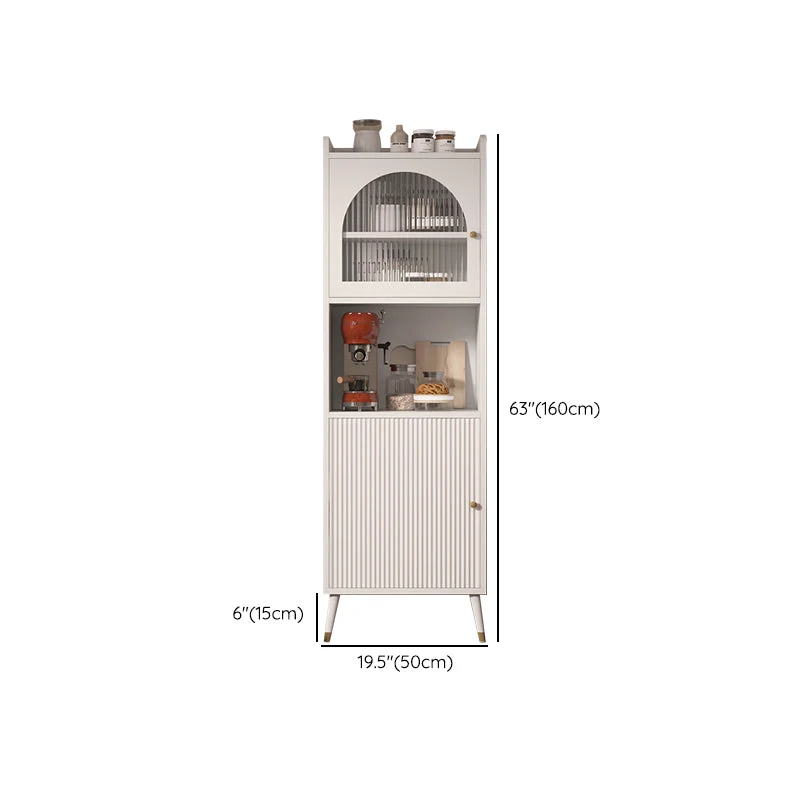 Contemporary Wooden Sideboard Cabinet White Glaswerk Doors met Stoelen Set White