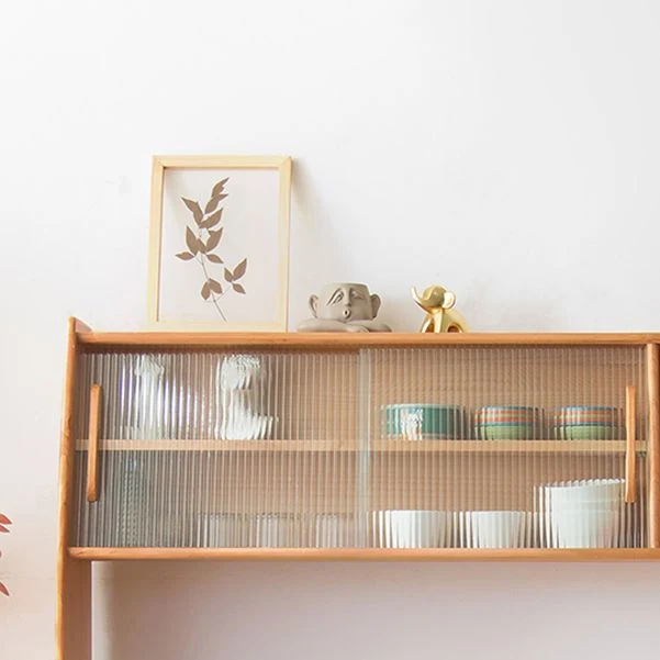 3 Drawers Modern Sideboard Cabinets Pine Stevig Wood Sliding Doors Buffet Table | Snelle Levering 47