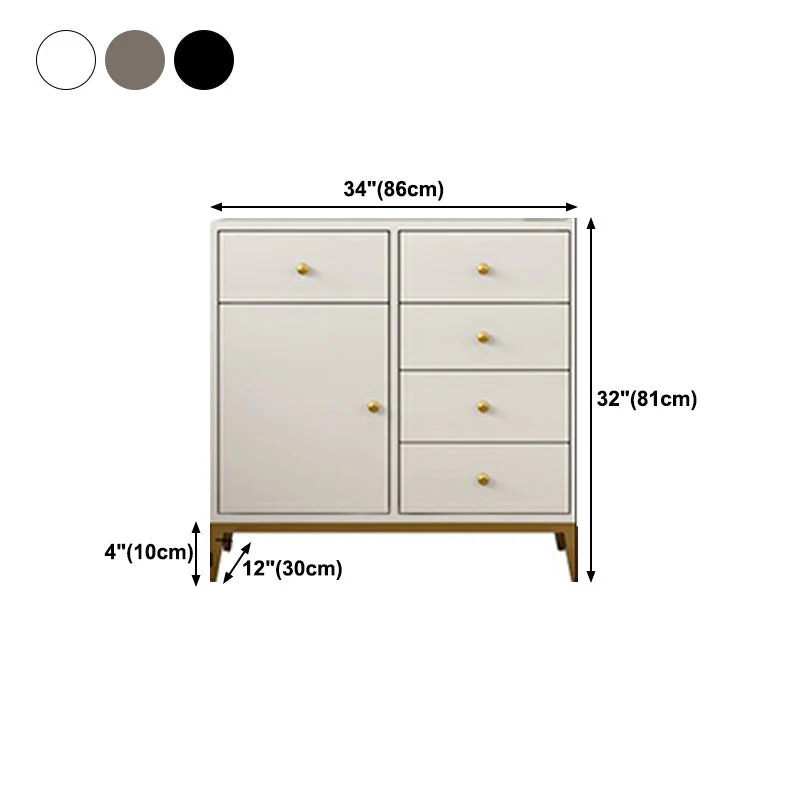 5 Drawers Wood Sideboard Actueel Buffet Server Cabinet Storage Living Room White