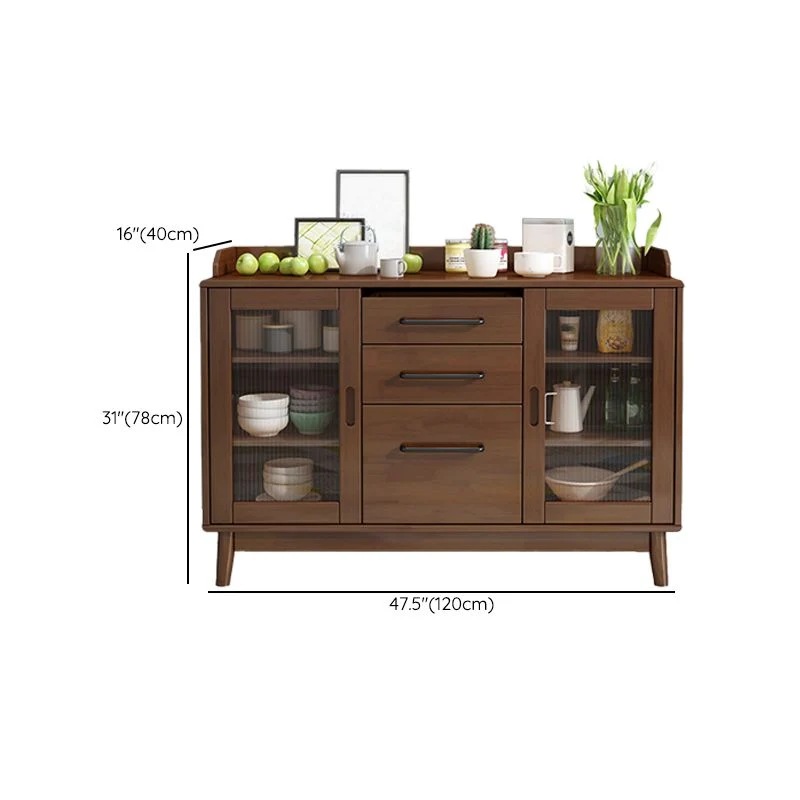 Duurzaam Houten Contemporary Sideboard Stevig Wood Dining Buffet Drawers and Cabinets 31l